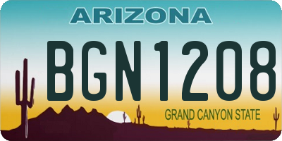 AZ license plate BGN1208