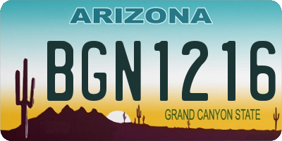 AZ license plate BGN1216