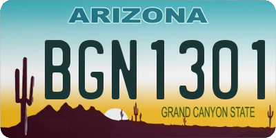 AZ license plate BGN1301