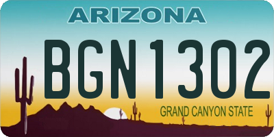 AZ license plate BGN1302