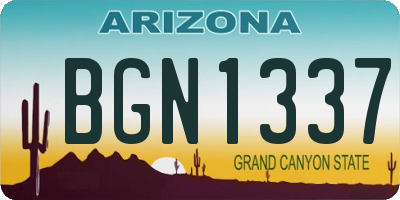 AZ license plate BGN1337