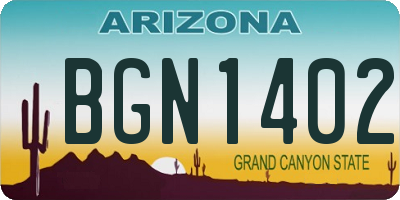 AZ license plate BGN1402