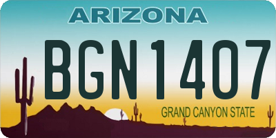 AZ license plate BGN1407