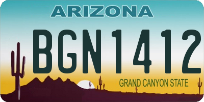 AZ license plate BGN1412