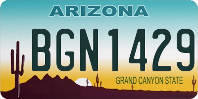 AZ license plate BGN1429