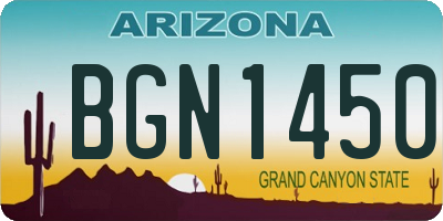 AZ license plate BGN1450