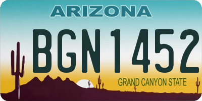 AZ license plate BGN1452