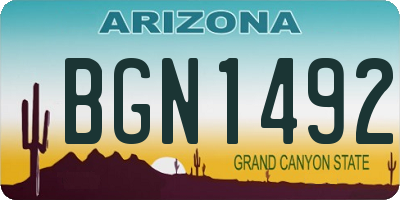 AZ license plate BGN1492