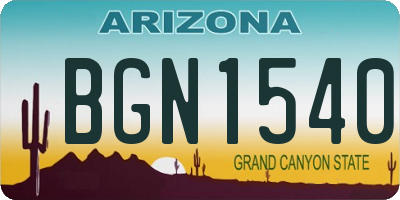 AZ license plate BGN1540