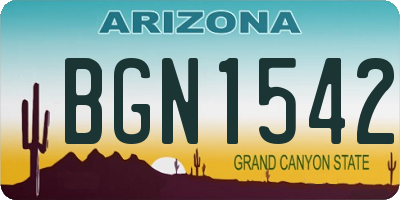 AZ license plate BGN1542