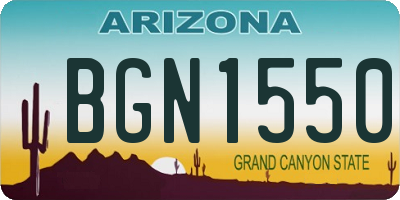 AZ license plate BGN1550