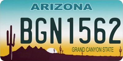 AZ license plate BGN1562