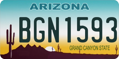 AZ license plate BGN1593