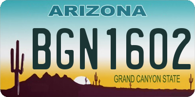 AZ license plate BGN1602
