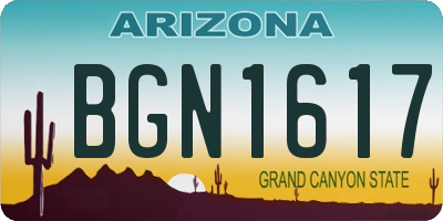 AZ license plate BGN1617
