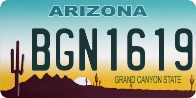 AZ license plate BGN1619
