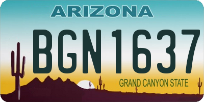 AZ license plate BGN1637