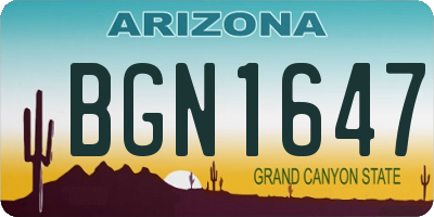 AZ license plate BGN1647