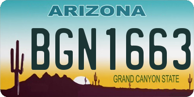 AZ license plate BGN1663