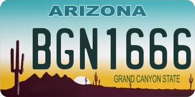AZ license plate BGN1666