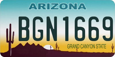 AZ license plate BGN1669