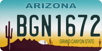 AZ license plate BGN1672