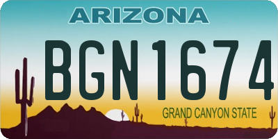 AZ license plate BGN1674