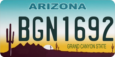 AZ license plate BGN1692