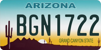 AZ license plate BGN1722