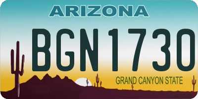 AZ license plate BGN1730