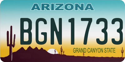 AZ license plate BGN1733