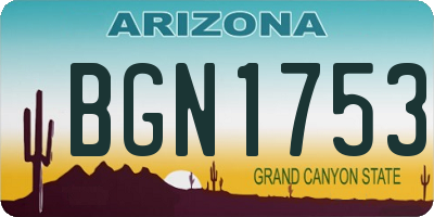 AZ license plate BGN1753