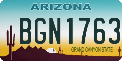 AZ license plate BGN1763