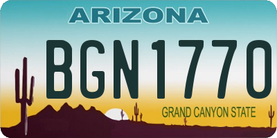 AZ license plate BGN1770