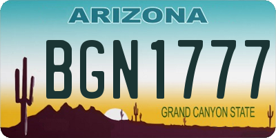 AZ license plate BGN1777