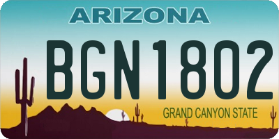 AZ license plate BGN1802