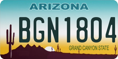 AZ license plate BGN1804