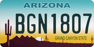 AZ license plate BGN1807