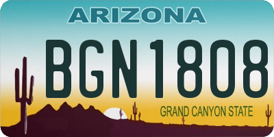 AZ license plate BGN1808