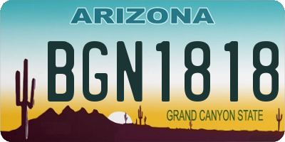 AZ license plate BGN1818