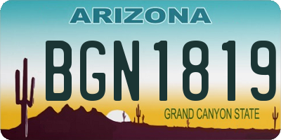 AZ license plate BGN1819