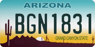 AZ license plate BGN1831