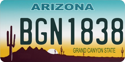 AZ license plate BGN1838