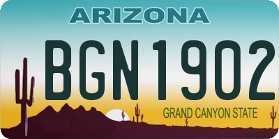 AZ license plate BGN1902
