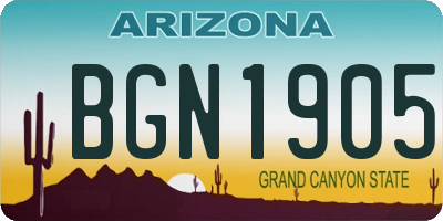 AZ license plate BGN1905