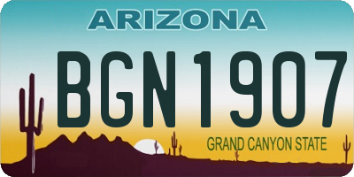 AZ license plate BGN1907