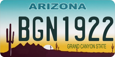 AZ license plate BGN1922
