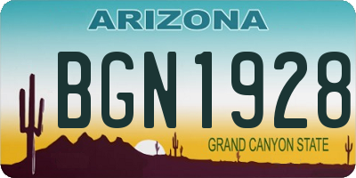 AZ license plate BGN1928