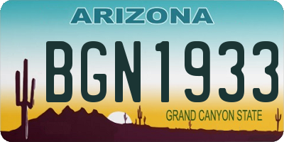 AZ license plate BGN1933