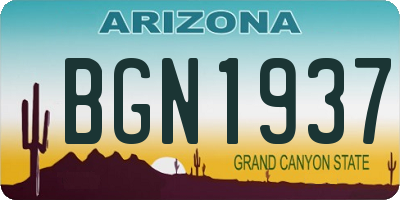 AZ license plate BGN1937